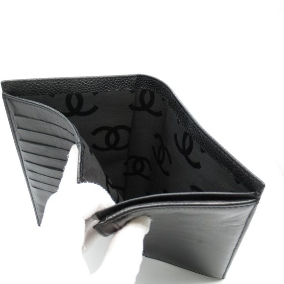 CHANEL Coco Mark Zip Long Wallet Bi-fold Leather Black - Picture 9 of 11